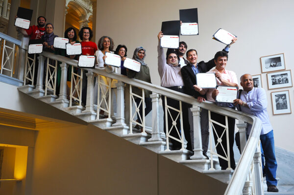MEPPI Participants receive their certificates upon completing the course in Istanbul, September 2013. Photo by Reem Akl 