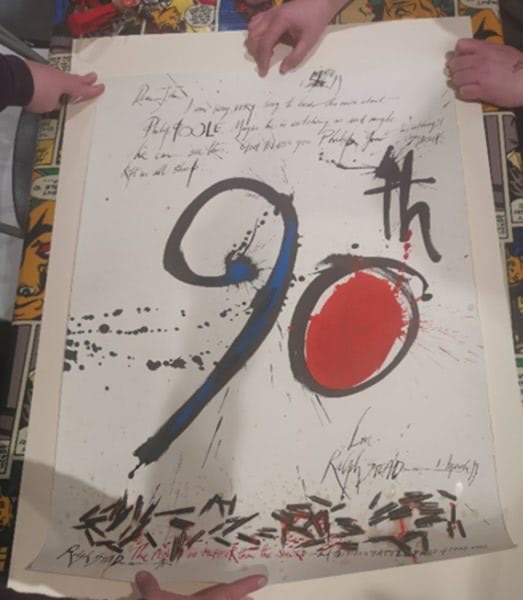 90th birthday card from Ralph Steadman to Philip Poole