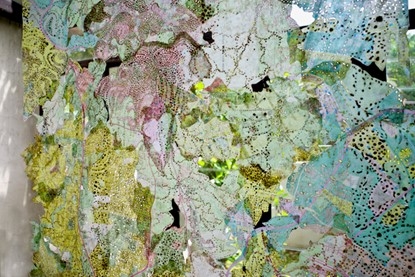 Close up view of the topographical pieces