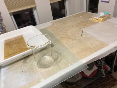 Treatment photo of 1796 North American Land Company map. Photo by Jessica Keister, © Steel City Art Conservation, 2024.