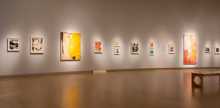 Please note that the larger works in the photos are paintings on canvas and are not framed with Optium. Photo courtesy of Richard Diebenkorn Foundation.