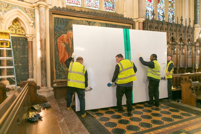 Installing seamed and oversized Optium Museum Acrylic®. Image: Studio8 Ltd.