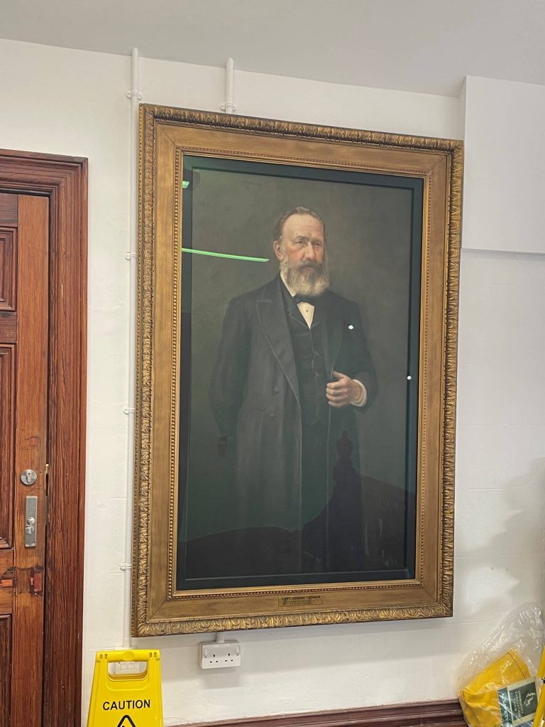 Installation view of 'Portrait of Captain Josiah Thomas, William Cox, 174 cm x 126 cm (including frame), Camborne Library. Photo courtesy of Sarah
Cove, ACR.