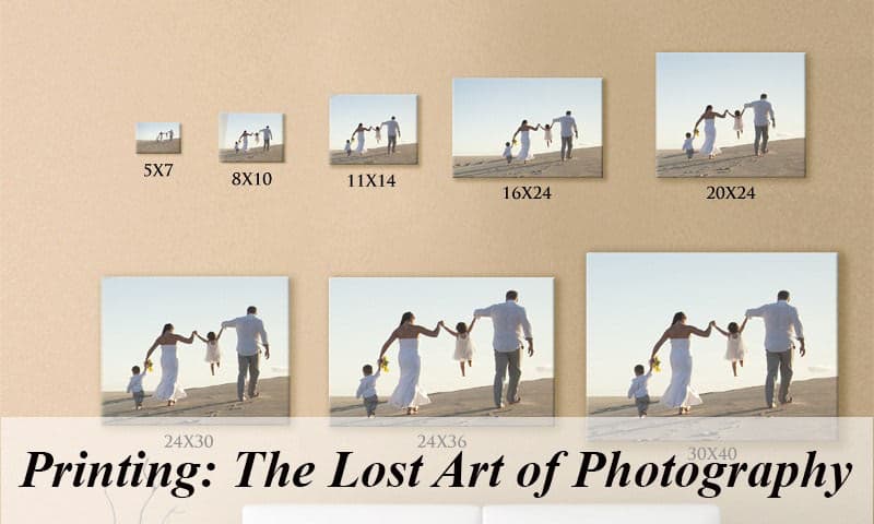 Illustration showing multiple sizes of the same photo print for display options.