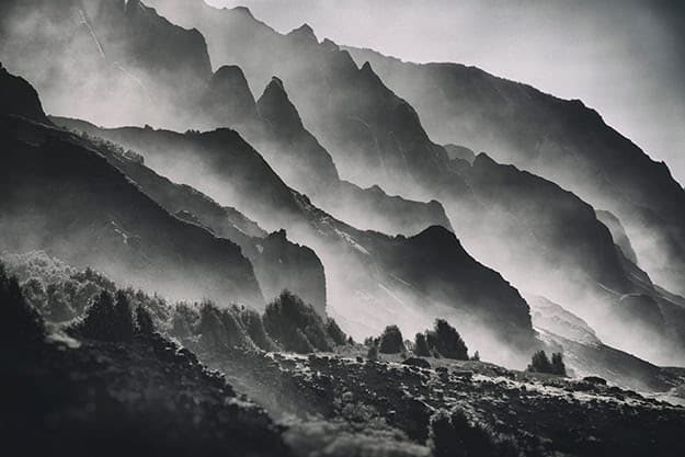 Napali Mountains black and white