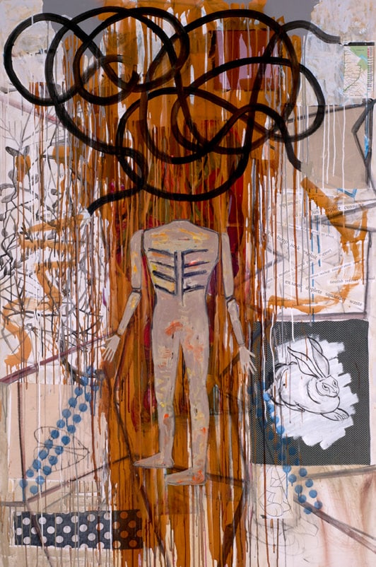 Jaune Quick-to-See Smith, Snake Dance, 2011, Oil, collage, mixed media on canvas, 72 x 48 in. Image by Google. © Jaune Quick-to-See Smith. Courtesy Garth Greenan Gallery, New York.