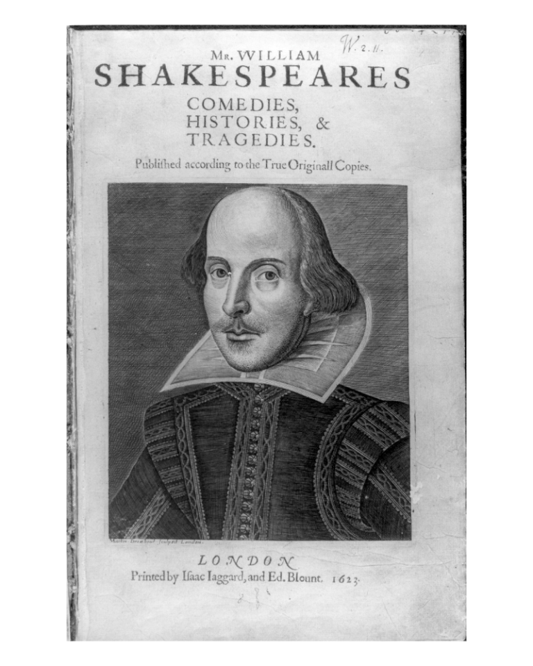 Droeshout portrait of Shakespeare from Durham’s First Folio prior to its 1998 theft.