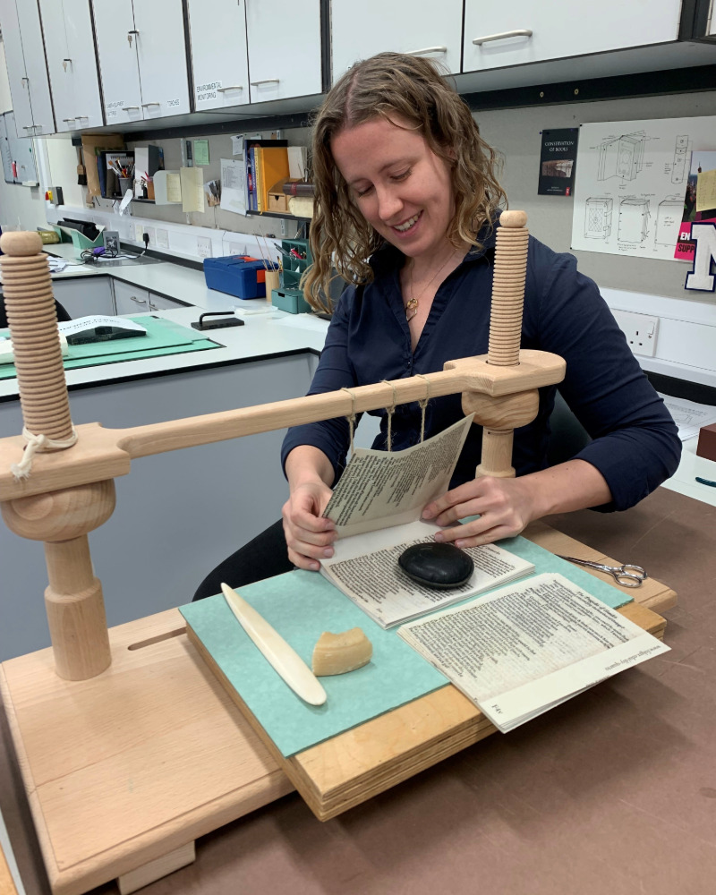 Portrait of Lauren Moon‑Schott, Rare Book Conservator at Durham University.